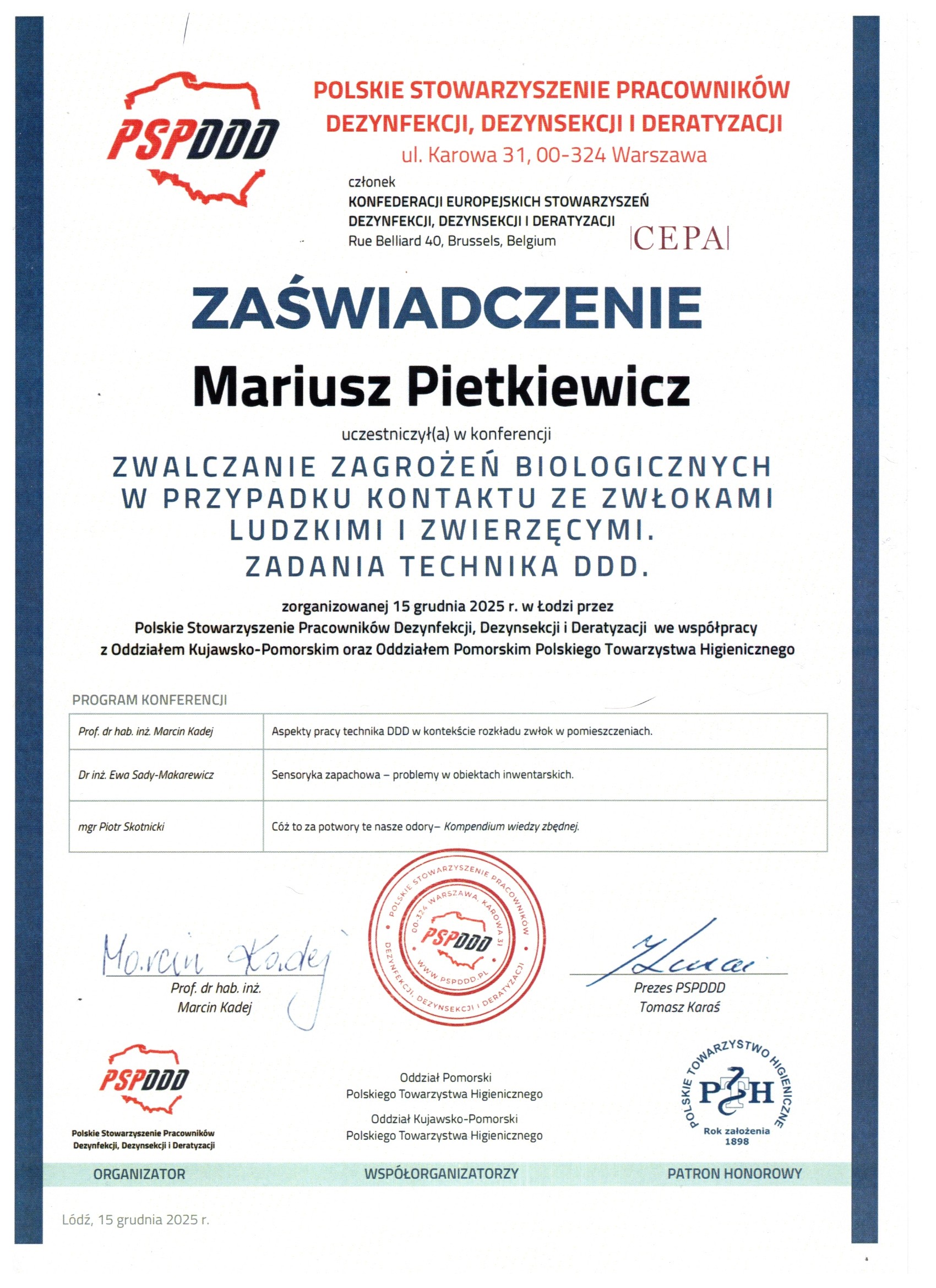 certyfikat biologiczny mariusz